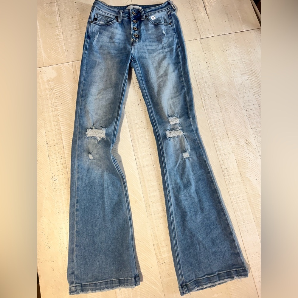 KanCan Light Blue Distressed Flare Jeans